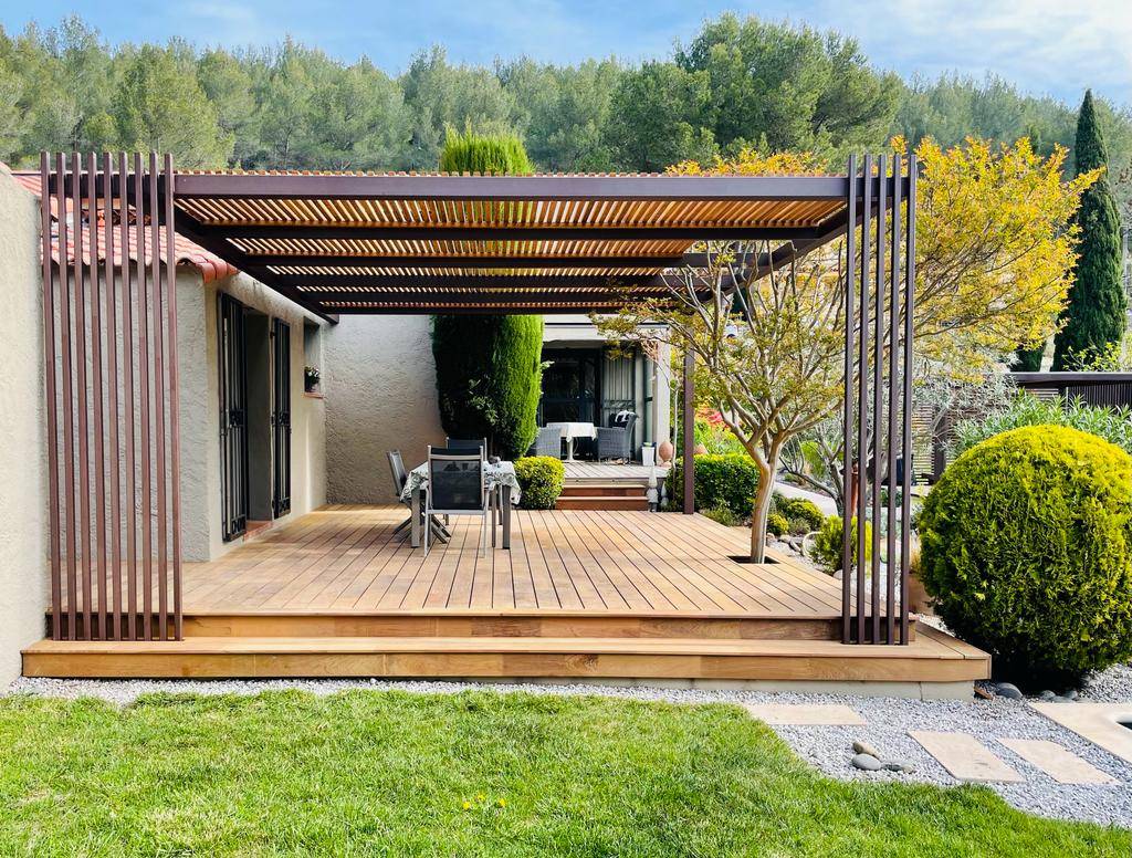 pergola sur mesure et terrasse en bois sur mesure